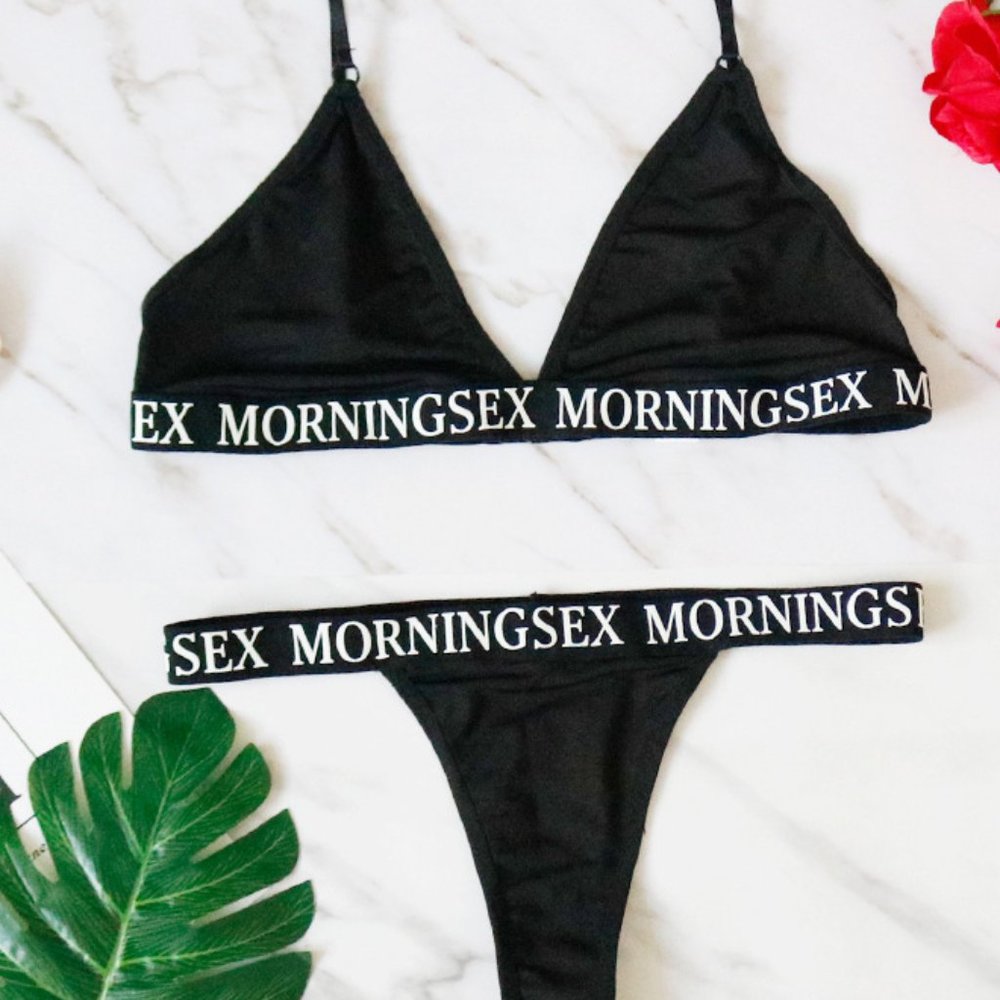 Sexy Bra & Panties Set Red Morning Sex - Picture 7 of 9